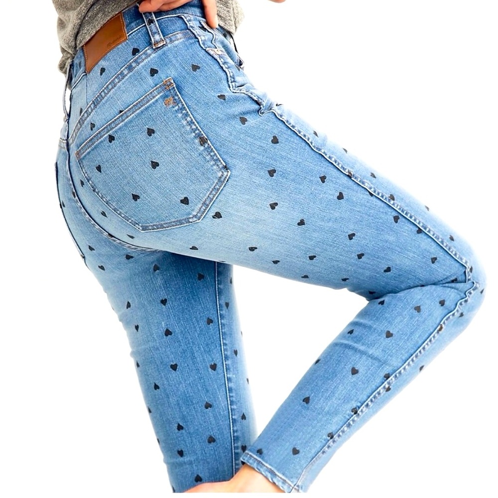Madewell Light Blue High Rise Jeans with Black Heart Design